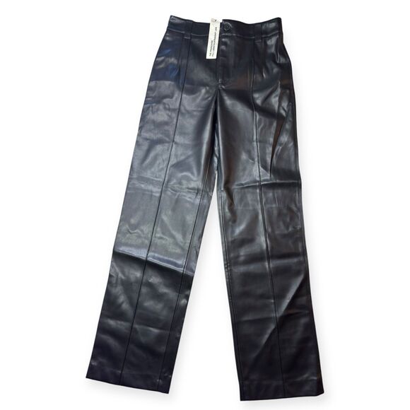 Zara Pants - Zara Faux Leather FRANÇOISE Full Length High-Waist Small Trousers Straight-Leg